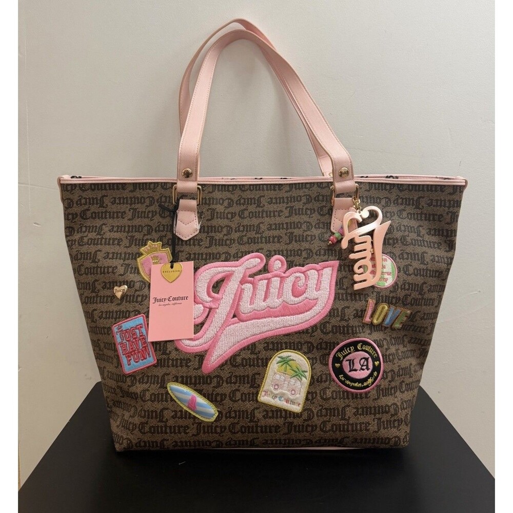 NWT Juicy Couture Exclusive Taupe Dark Brown Juicy Run The World Tote Bag